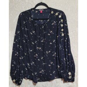 Women's Vince Camuto Polyester Floral Print Button Shoulder Blouse Size XL